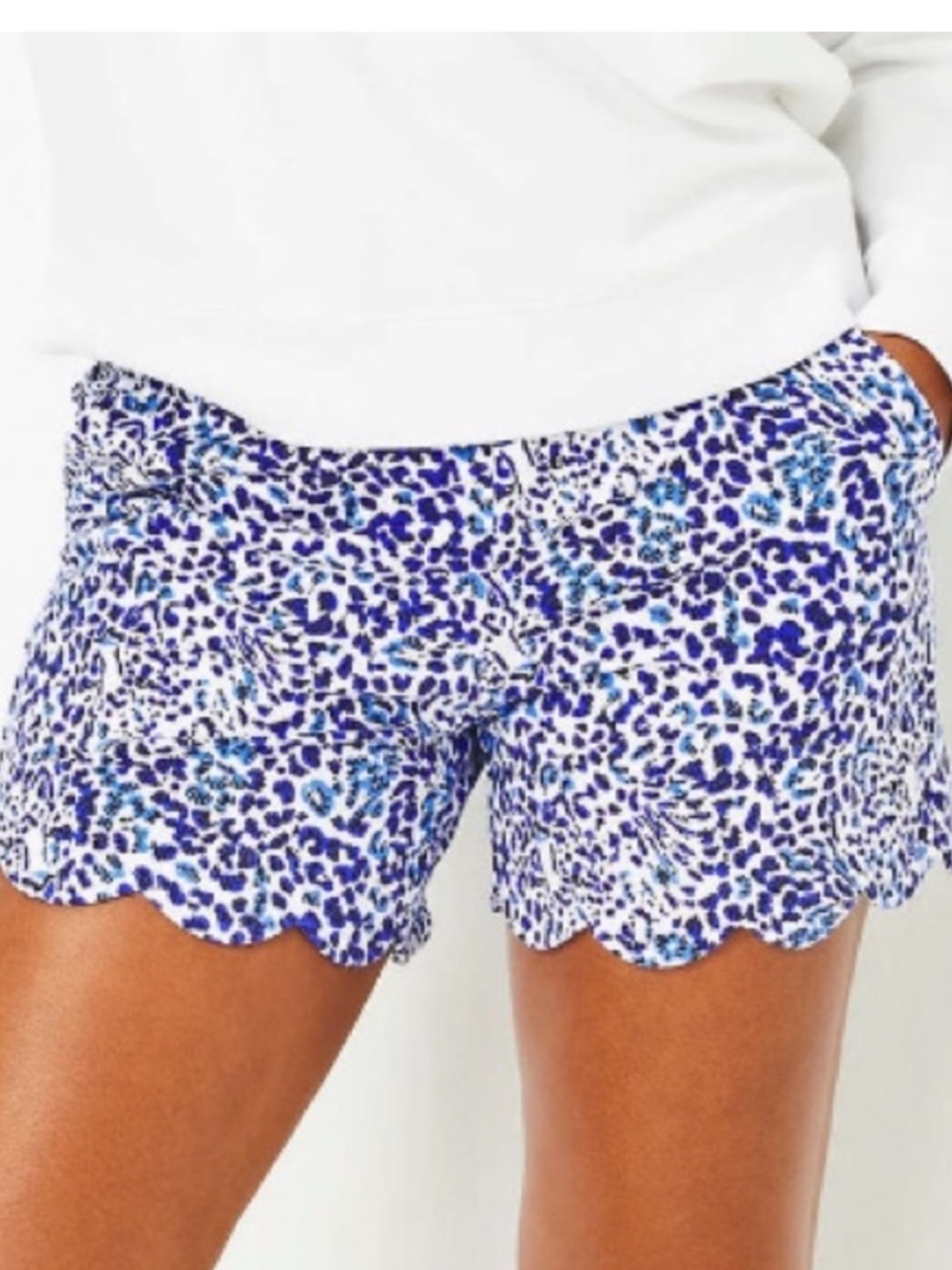 NWT Lilly Pulitzer Leva Knit Short Resort White Twisted Up Blue Animal Print XL